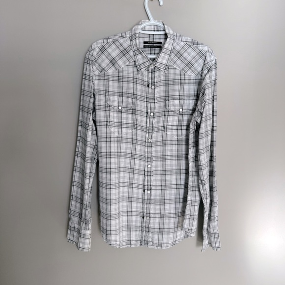Club Monaco Other - Mens •collar dress shirt•black and white plaid•